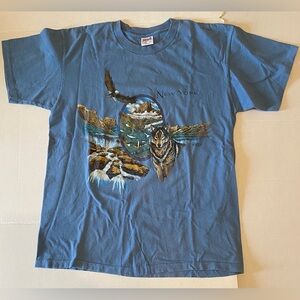 Vtg 1998 NYC Wolf Eagle Graphic T-shirt Tourist San Segal USA Single Stitch HTF